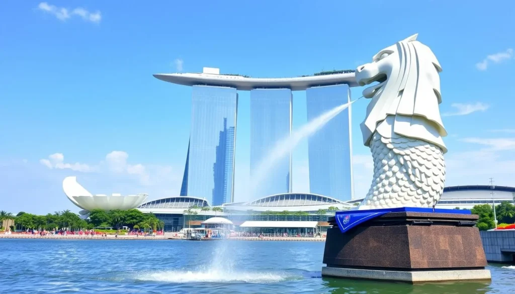 Image of Merlion Park with Marina Bay Sands in the background