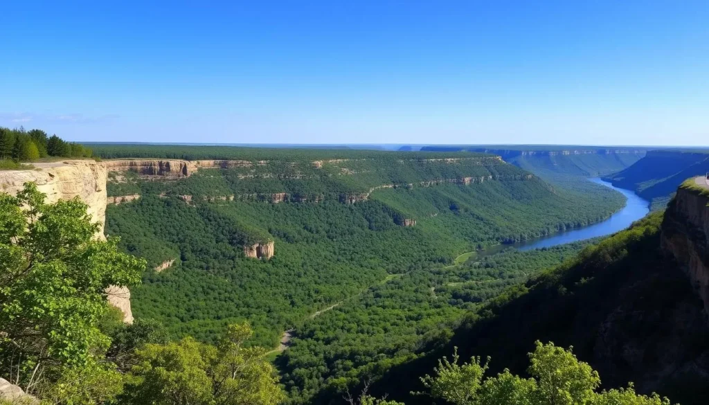 Image of Mississippi Palisades State Park with a scenic overlook