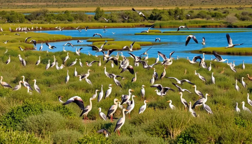 Image of Modoc National Wildlife Refuge with diverse bird species