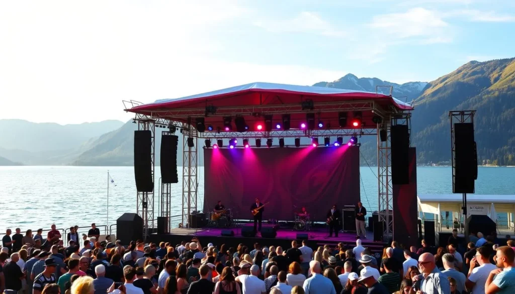 Image of Montreux Jazz Festival stage by Lake Geneva