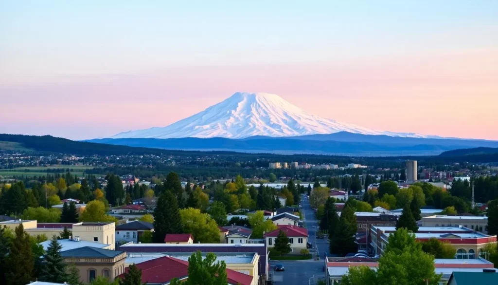 Image of Mount Shasta City with the mountain in the background