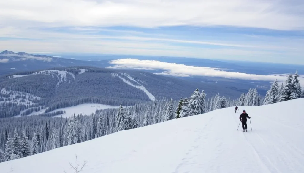 Image of Mount Shasta Ski Park with snow-covered slopes and skiers