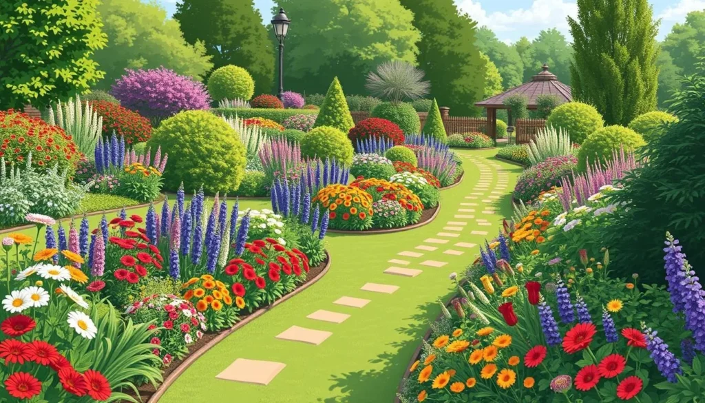 Image of Munsinger Clemens Gardens with vibrant flowers and serene pathways