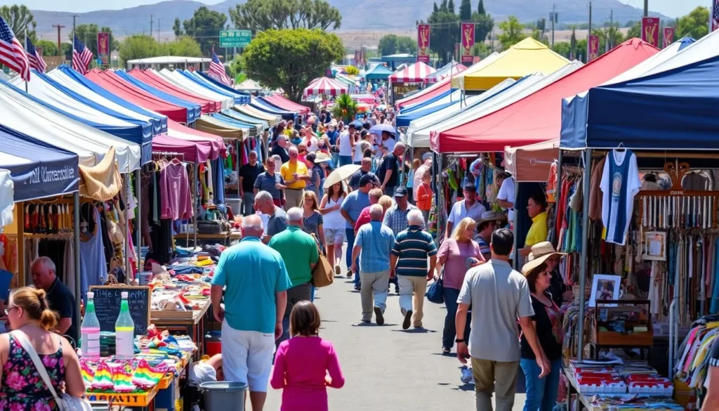 Image of Nipomo Swap Meet on a busy day with many vendors and shoppers