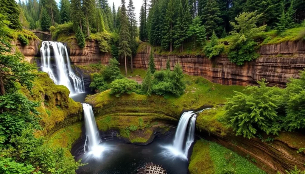 Image of North Falls and Twin Falls in Silver Falls State Park, Oregon