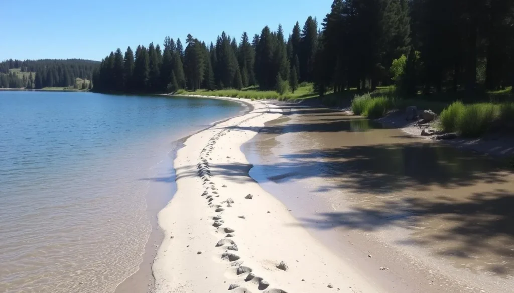 Image of North Thermalito Forebay Recreation Area with sandy beach and calm waters