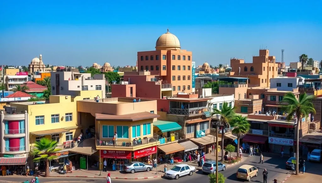 Image of Nyala city with various hotels and guesthouses