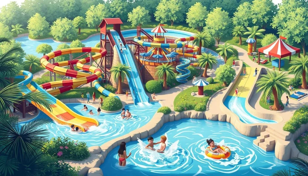 Image of OC Waterpark with water slides and a lazy river