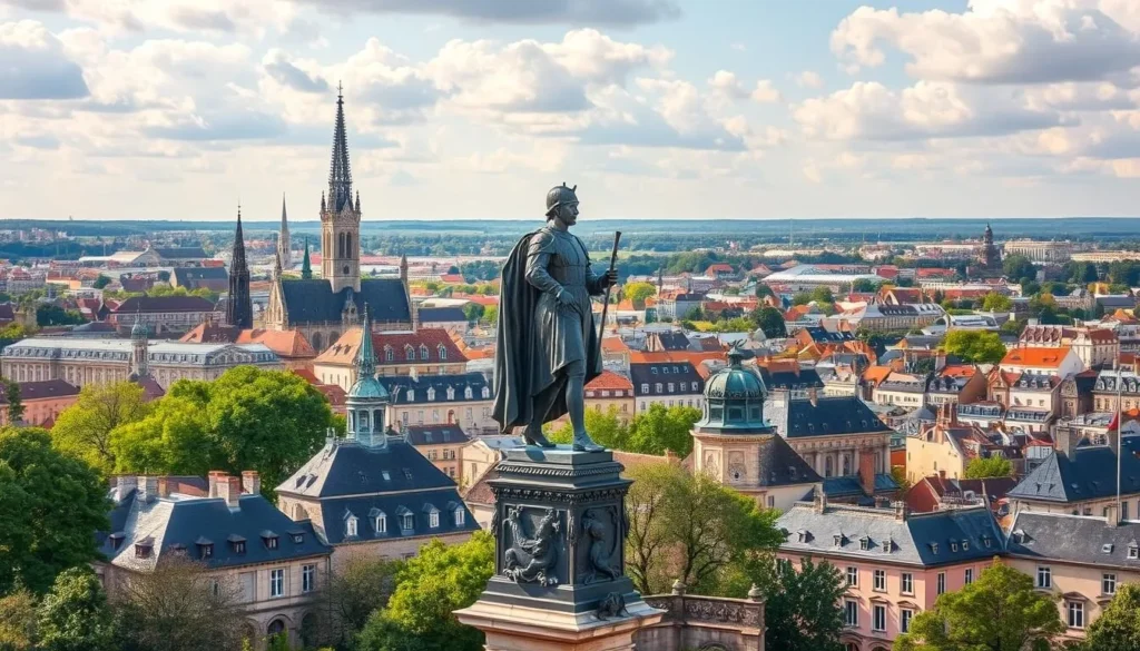 Image of Orléans cityscape with Joan of Arc statue