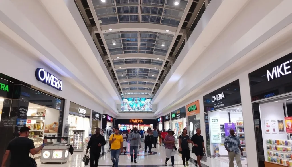 Image of Owerri Mall's interior with various stores and shoppers