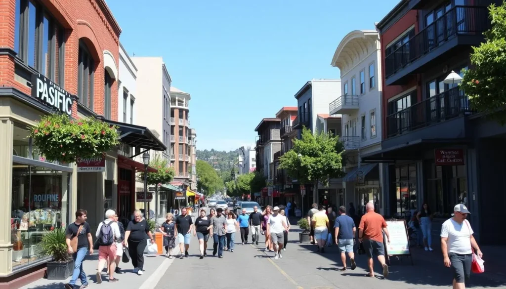 Image of Pacific Avenue in downtown Santa Cruz