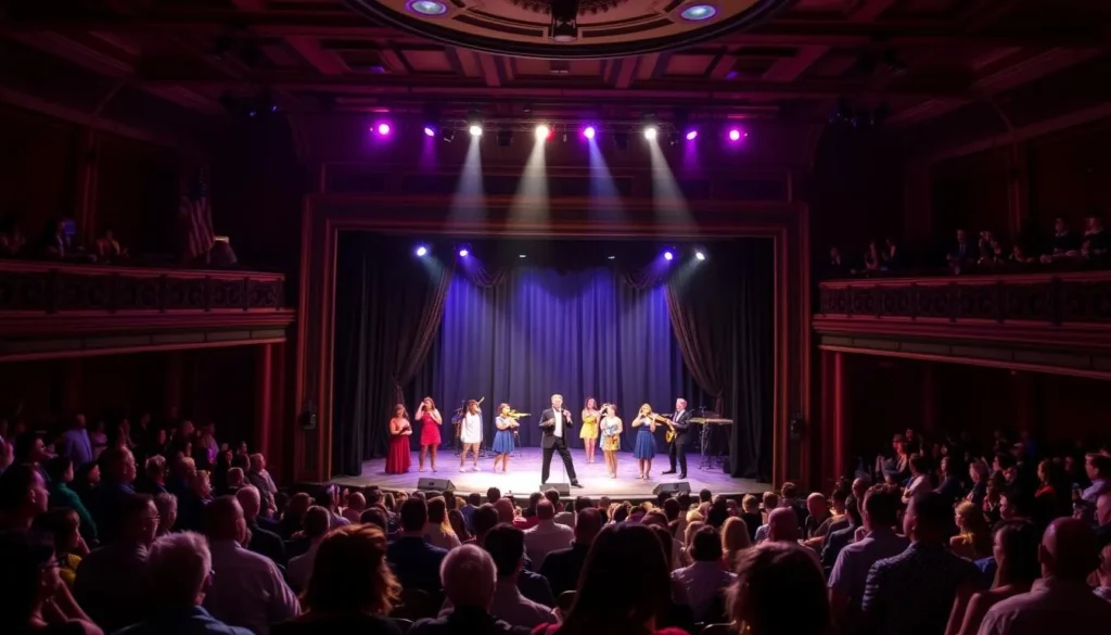 Image of Patriots Theater at the War Memorial with a performance in progress.