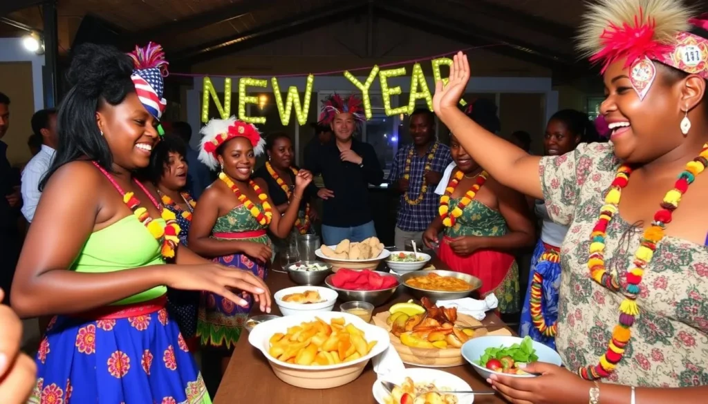Image of Pitcairn Islanders celebrating New Year with traditional dances and local delicacies