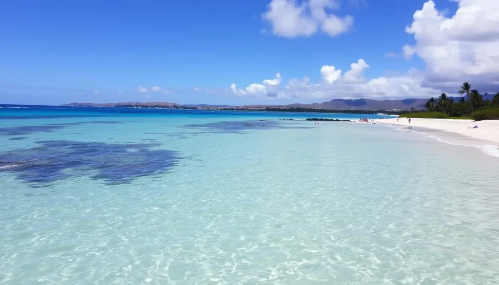 Image of Poipu Beach with clear waters and sandy shoreline