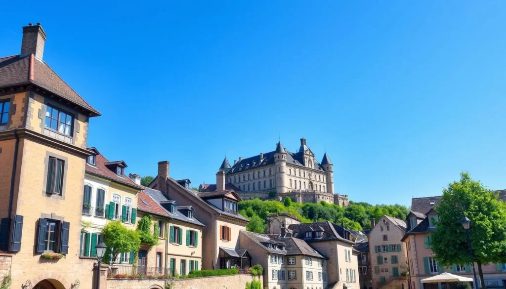 Image of Porrentruy town with historical buildings and Château de Porrentruy
