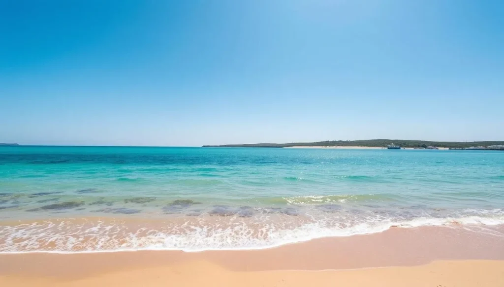 Image of Portsmouth Island's pristine beach with clear blue waters and a serene shoreline.