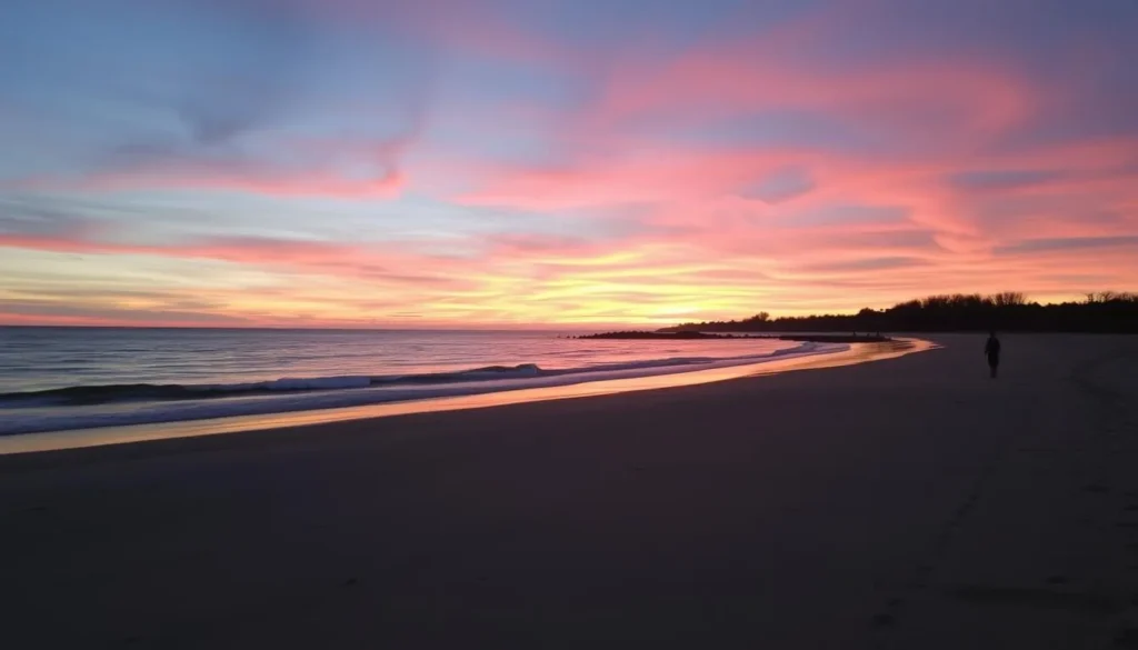 Image of Presque Isle State Park's beach with Lake Erie's sunset