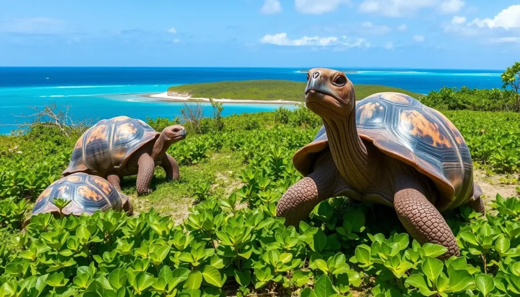 Image of Prison Island with giant Aldabra tortoises