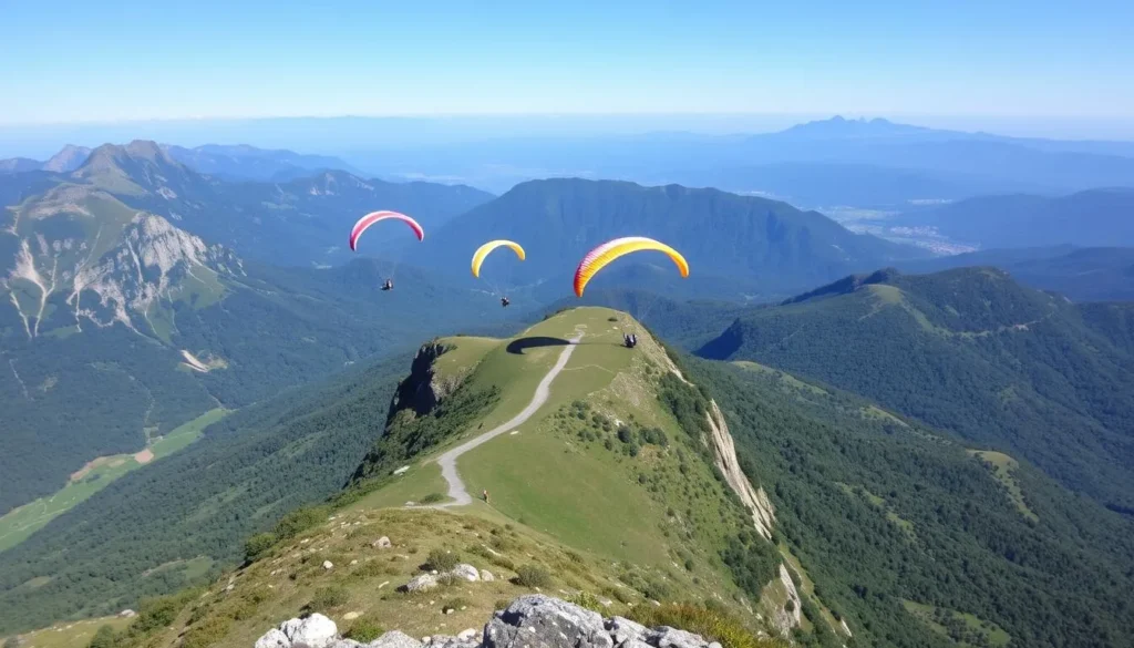 Image of Puy de Dôme summit with paragliding