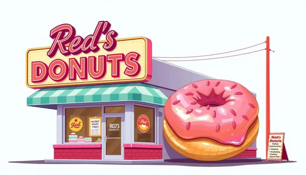 Image of Red's Donuts storefront or a popular donut