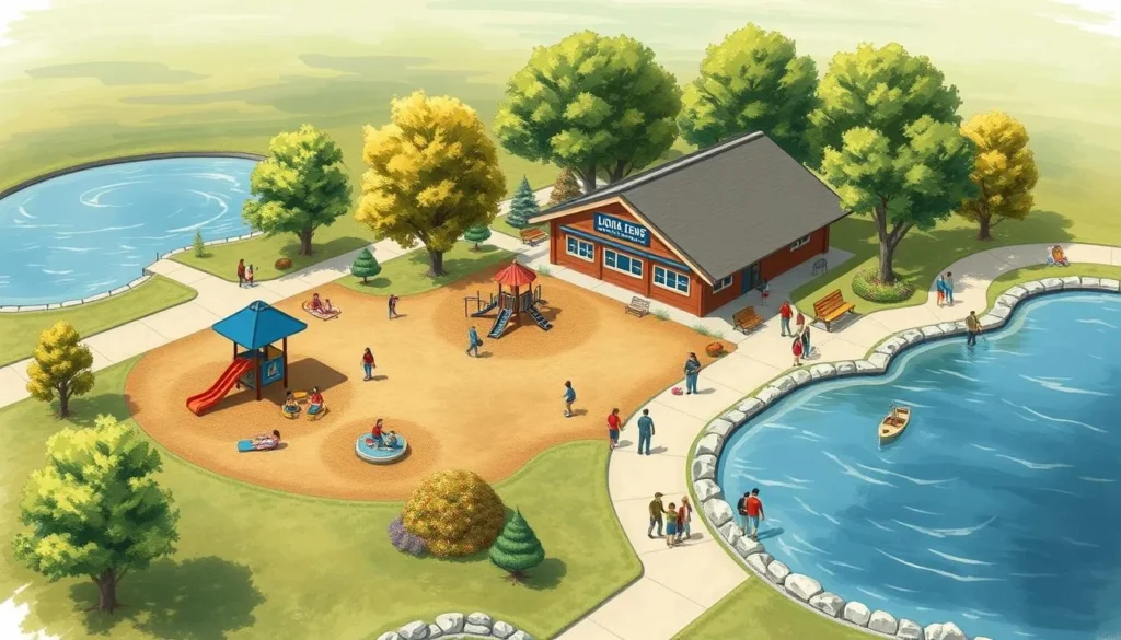 Image of Rolla Lions Club Den and Park with a playground and lake