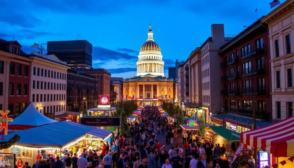 Image of Saint Paul's cityscape during a festival