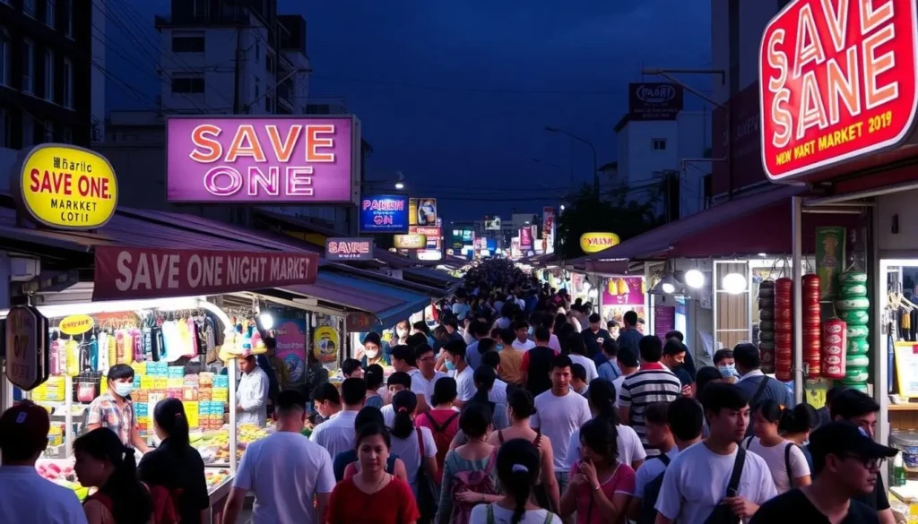 Image of Save One Night Market stalls or crowd