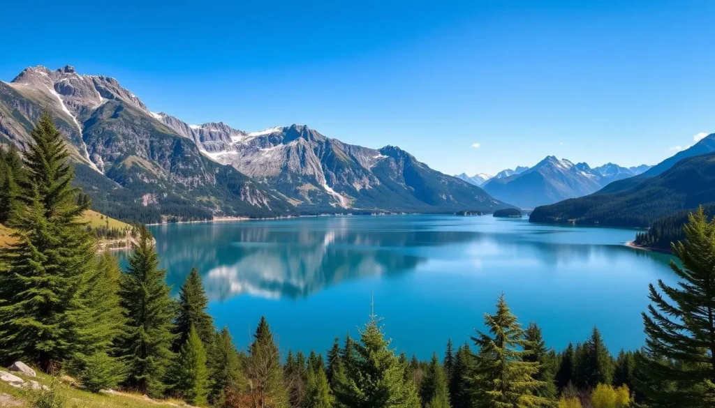 Image of Seealpsee lake in eastern Switzerland surrounded by mountains