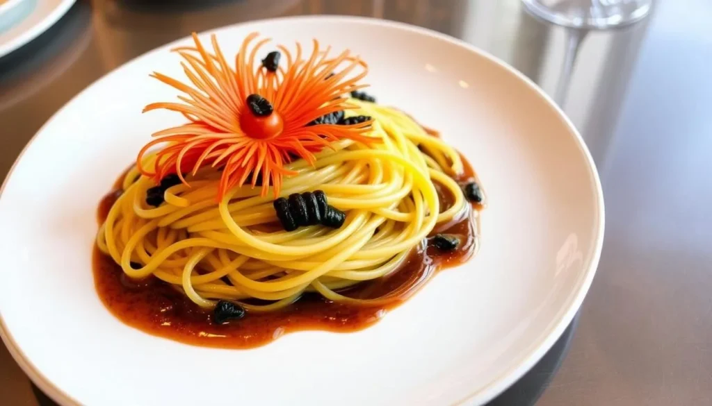 Image of Solo Ristorante's signature tagliolini dish with sea urchin and smoky uni sauce