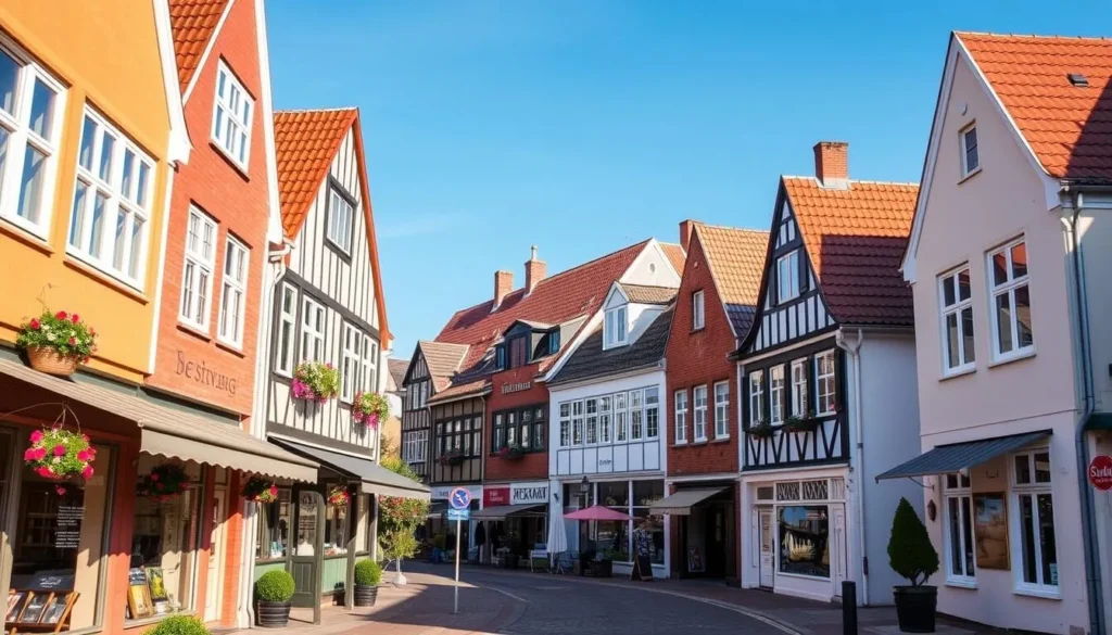 Image of Solvang's main street with Danish architecture