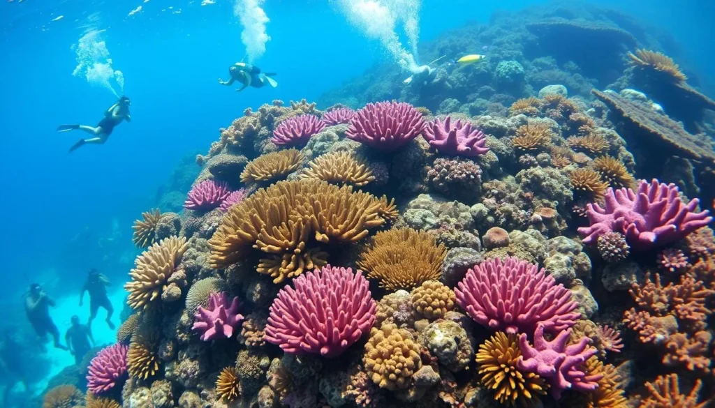 Image of Sombrero Reef with vibrant coral and snorkelers