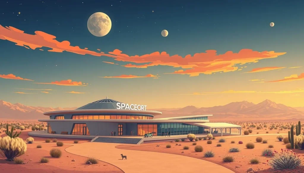 Image of Spaceport America, a futuristic spaceport in the New Mexico desert.
