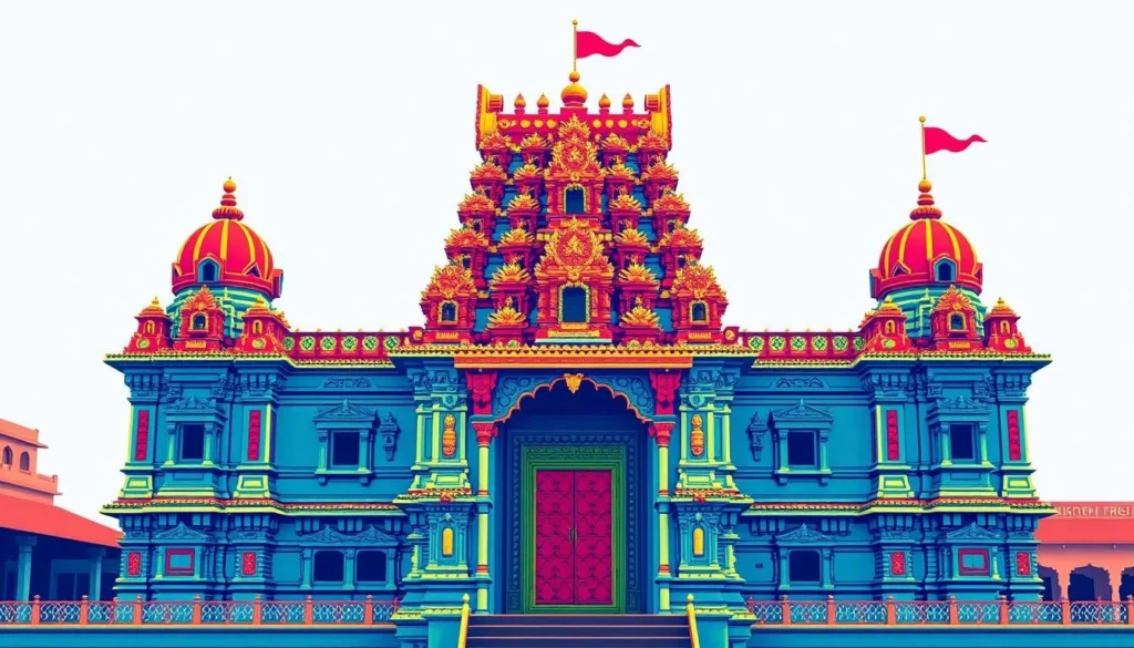 Image of Sri Veeramakaliamman Temple's vibrant colors and detailed carvings