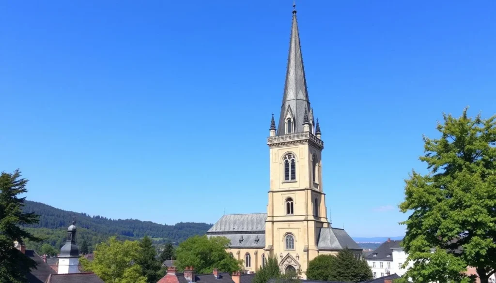 Image of St. Nicholas Cathedral Tower in Fribourg, Switzerland