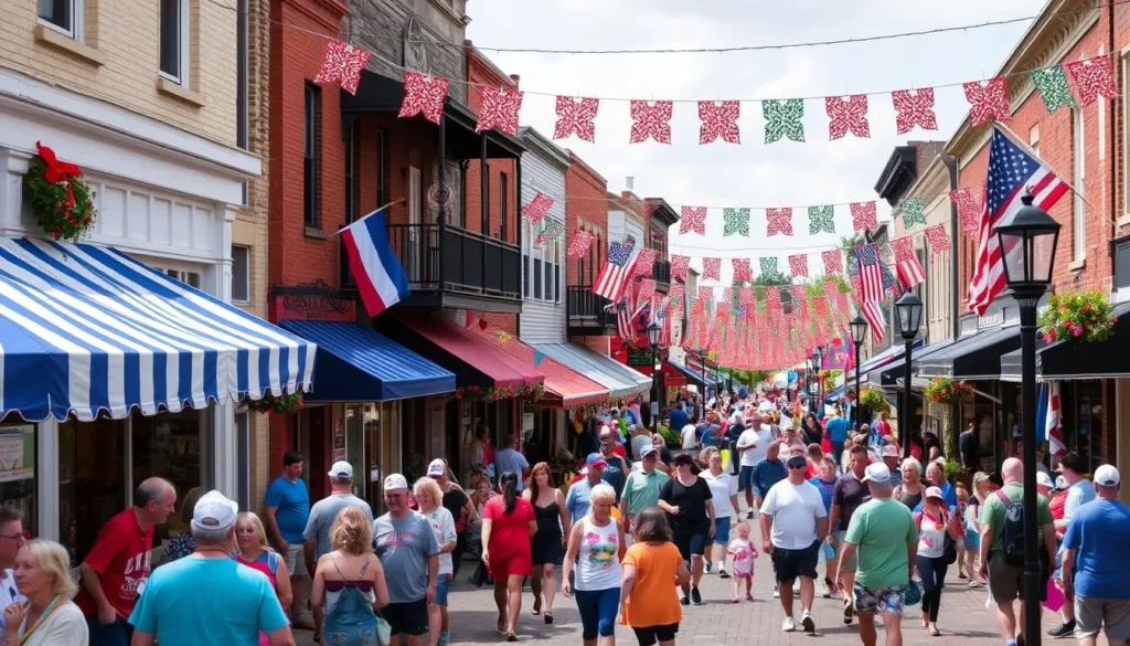 Image of Ste. Genevieve's historic downtown area during a festival