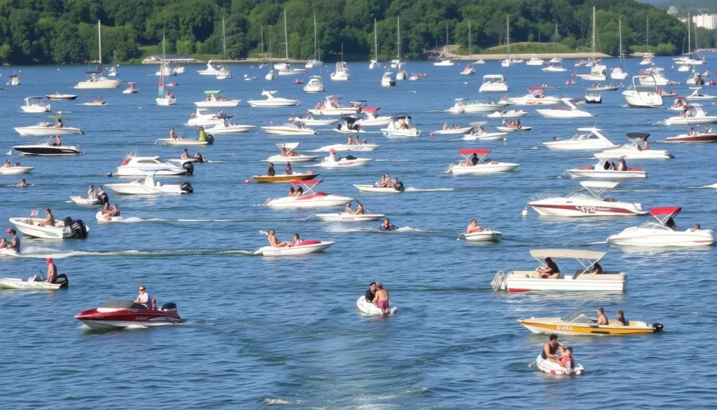 Image of Table Rock Lake with boats and people enjoying water activities