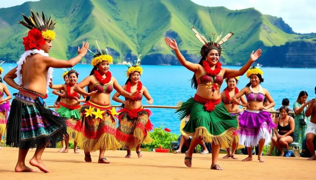 Image of Tahitian dancers performing at Heiva I Kauai
