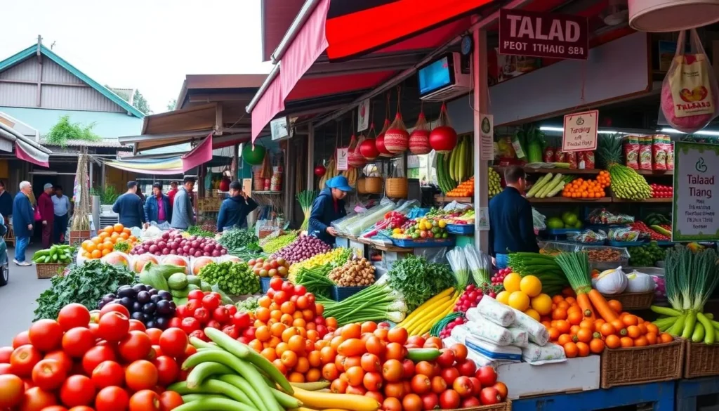 Image of Talaad Thai market with diverse fresh produce