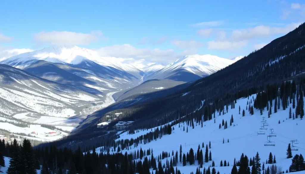 Image of Taos Ski Valley nestled in the Sangre de Cristo Mountains