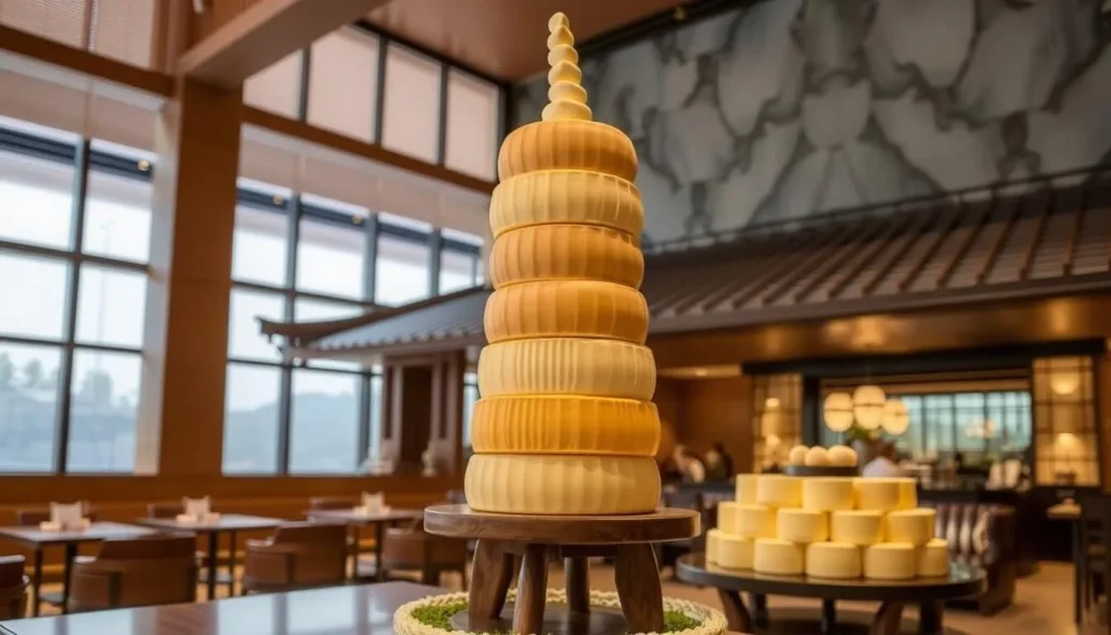 Image of The Chedi's Japanese restaurant with a 5-meter cheese tower