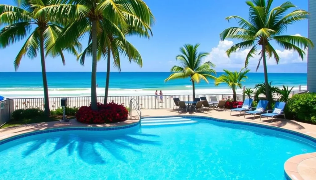 Image of The Dream Inn's oceanfront pool and beach access