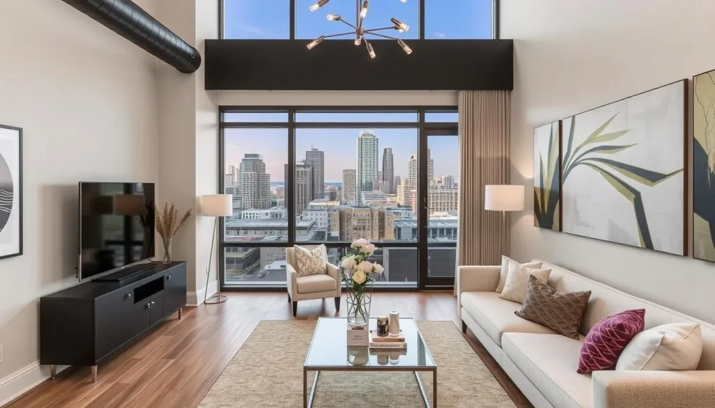 Image of The Lofts at Downtown Greenville with modern decor and cityscape view