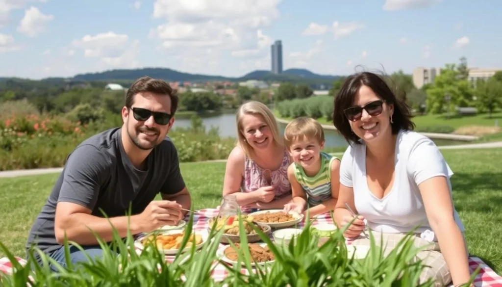 Image of The Park at River Walk with a family having a picnic