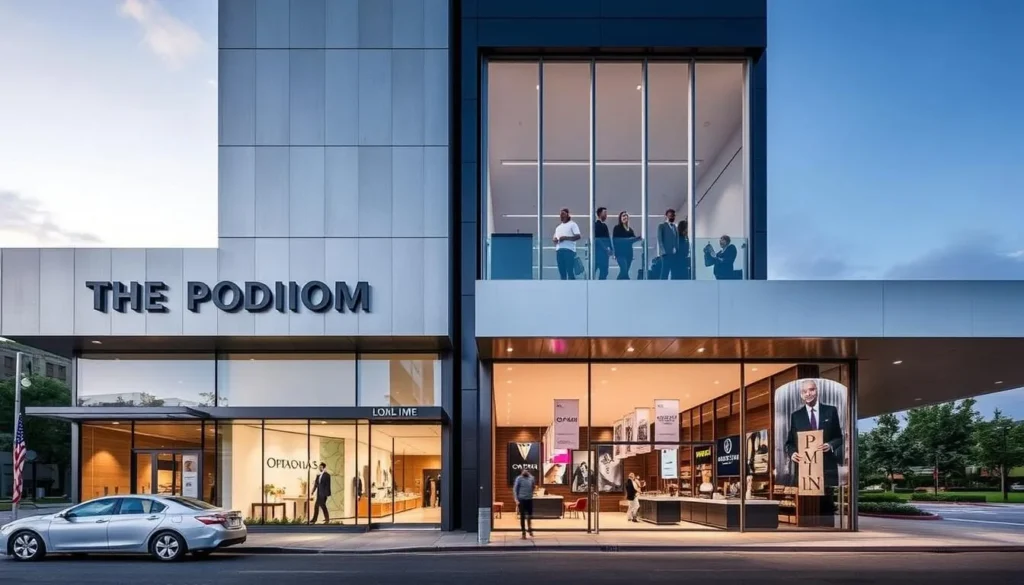 Image of The Podium's exterior or interior, highlighting its modern design and luxury brands.