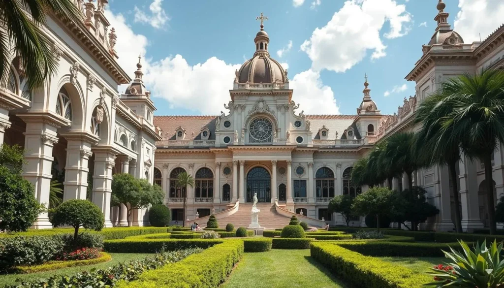 Image of The Ringling Museum's grand architecture and beautiful gardens.