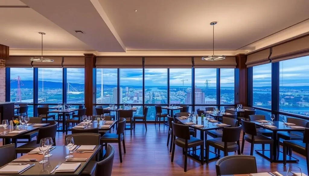 Image of The Stilwell's dining area with downtown views