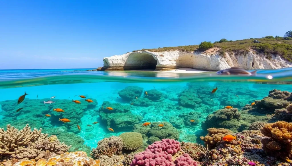 Image of Tunnels Beach with vibrant marine life and coral reefs