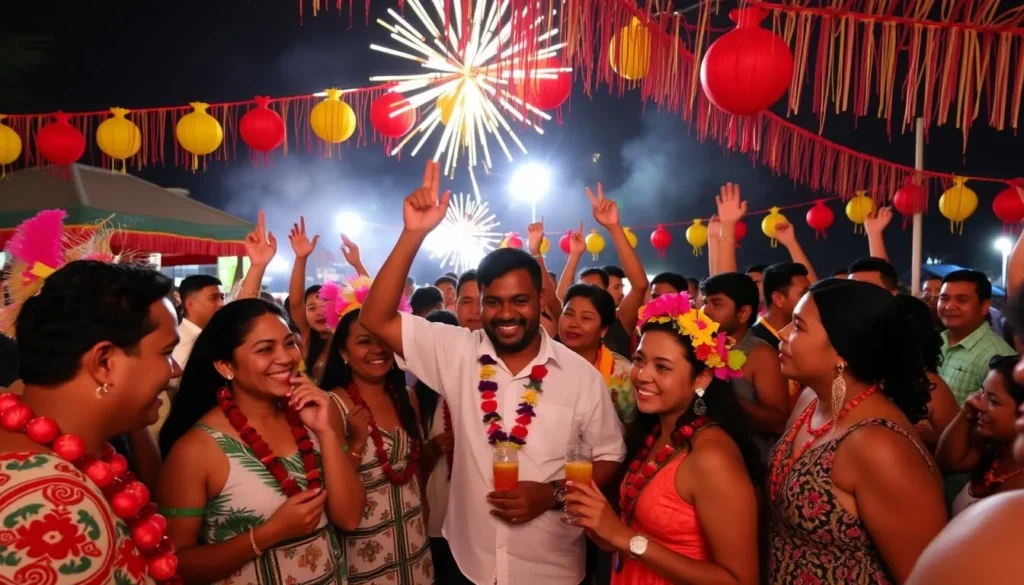 Image of Tuvalu's New Year's celebration with locals and visitors enjoying together