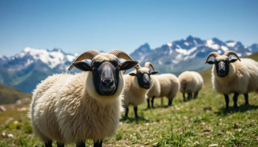 Image of Valais Blacknose sheep grazing at Gornergrat
