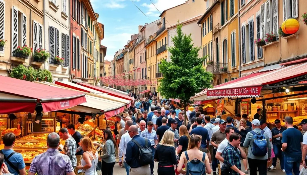 Image of Valence town during a gastronomy festival